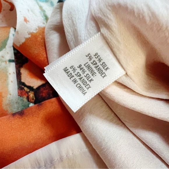 ST.JOHN COLLECTION Silk Dress cream orange poppies silk sleeveless Size 8 - Picture 10 of 10